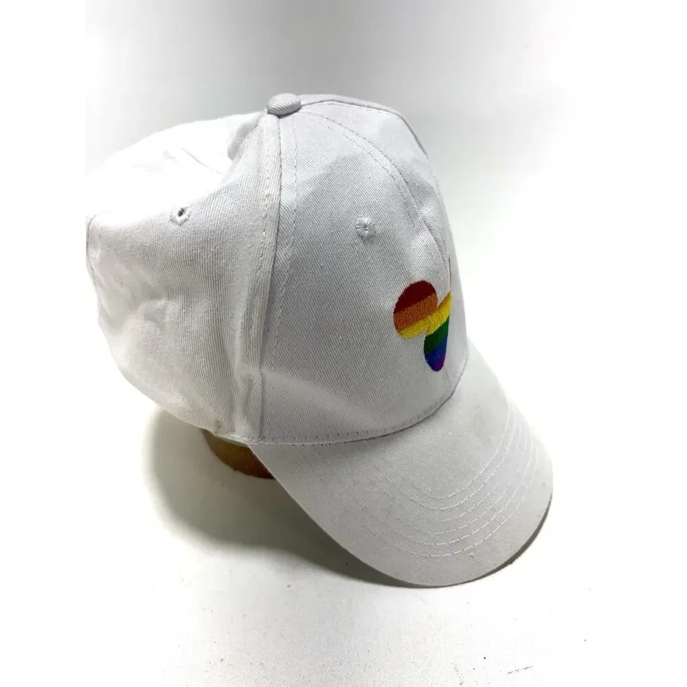 Disney Pride Collection Hat White Snapback Rainbow Mickey Mouse Embroidered